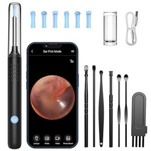 Otoscope Oreille Nettoyage Oreille 1080P HD 3,5 mm &eacute;tanche, Nettoyeur Oreille Camera avec 6 Lumi&egrave;res LED 7 Pi&egrave;ces Kit, Cure Oreille Camera Compatible iOS et Android(Noir) (LMECHN Boutique Sp&eacute;cialis&eacute; QG, neuf)