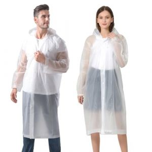 Yixker Poncho Pluie Imperméable pour Femmes et Hommes,Cape de Pluie Festival,Manteau de pluie réutilisable pour Festival,Camping,Voyage, Activités en Plein Ai,Randonnées (Grand, Blanc) (Yixker, neuf)