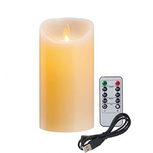 Koelaa Bougies LED, Bougies LED Rechargeables, Candela della Batteria, Rechargeable Bougie LED avec USB Chargeur Cable, Bougies Sans Flamme, Bougie D'halloween avec Télécommande-7.5 * 15cm (SiLaiSheng, neuf)