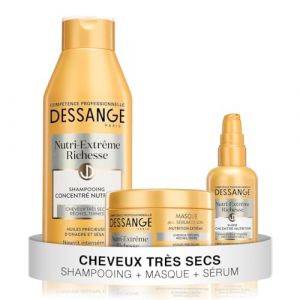 DESSANGE - Coffret Nutri-Extrême Richesse - Shampoing Nourrissant + Masque Capillaire + Elixir Concentré Nutrition - Nourrit Intensément & Redonne Douceur - Pour Cheveux Très Secs, Rêches, Ternes (OCTOPUS SERVICES, neuf)