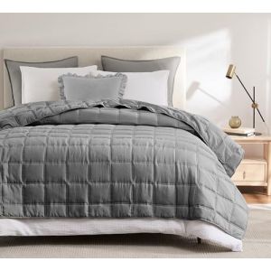 R.SHARE Couvre Lit 2 Personnes 300x270 cm, Dessus de Lit 2 Personnes Gris, Jet&eacute; de Lit Boutis Matelassage &agrave; Carreaux Douce, Couverture Matelass&eacute; de Lit Canap&eacute; Printemps &Eacute;t&eacute; 4 Saisons Oeko-TEX (RSHARE, neuf)