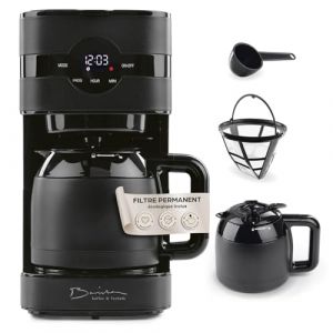 Barista Cafetière filtre avec thermos | Minuteur 24h & filtre permanent | Pour 8 tasses de café | Cafetière pour poudre [Noir] (DS e-Sales GmbH, neuf)