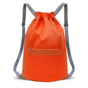 Foatcox Sac de Gym Imperm&eacute;Able Avec Cordon de Serrage Pour Femme et Homme, Sac &agrave; Dos Pliable Avec Cordon de Serrage de Grande Capacit&eacute;, Sac &agrave; Cordon Pour Randonn&eacute;E, Camping (Couleur Orange) (Foatcox-eu, neuf)
