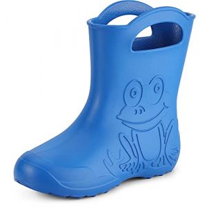Ladeheid bottes de pluie femme ultra l&eacute;g&egrave;res en EVA imperm&eacute;ables semelle antid&eacute;rapante poign&eacute;es faciles motif grenouille LA-CA-09 (Bleu, 38/39 EU) (Hisert, neuf)