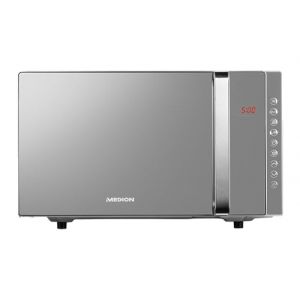 MEDION Micro-onde 3en1 avec gril et air chaud combiné (23L, 800W, 1200 W gril/air chaud, 10 programmes automatiques, 5 niveaux de puissance, mode décongeler, design miroir, MD17495) argent (medionshop-deutschland, neuf)