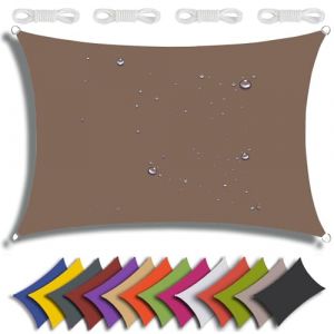 QIAQ Toile Ombrage Imperméable,Voile Ombrage Rectangulaire Toile Ombrage, Offre Une Protection Contre Les UV,pour Patio Être Applicable Jardins, Balcon Et Pergola (3x4m,Marron) (QIAO Q, neuf)