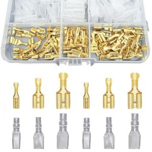 Tadipri 120 pièces 2.8/4.8/6.3mm mâle et Femelle Fil bêche connecteur à sertir Terminal Manchon Isolant kit pour Voiture Audio Haut-Parleur câblage électrique (xuyangouzhoudianpu, neuf)