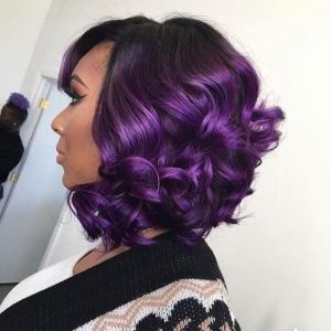 BeiSDWig Perruques afro boucl&eacute;es courtes pour femmes noires - Perruques de cheveux synth&eacute;tiques pour femmes afro boucl&eacute;es pour femmes afro-am&eacute;ricaines (violet ombr&eacute;) (Beauty.Wig, neuf)