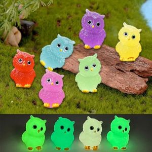 Zamety Mini Hibou Lumineux, 30 Pi&egrave;ces Petit Hibou en R&eacute;sine, Chouette Mini Figurine Lumineuse, Chouette Miniatures Adapt&eacute;es Jardin Miniaturse et D&eacute;coration de Maison de Poup&eacute;e, 6 Couleurs (Amety-EU, neuf)