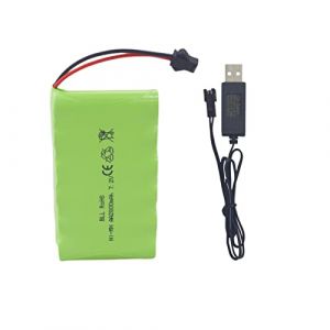 ZYGY 7.2V 2800mah AA Batterie Rechargeable avec Prise SM-2P avec câble de Chargement USB pour Huina 1550 550 RC excavatrice Voiture Camion d'ingénierie TR - 211 RC Jouet Batterie (Yihongtong technology, neuf)