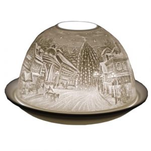 Cello D&ocirc;me pour photophore en porcelaine - Design chanteurs de No&euml;l avec image 3D en relief et message Bougie chauffe-plat parfum&eacute;e et non parfum&eacute;e, chauffe-cire LED, d&eacute;coration pour arbre de No&euml;l (Blaydon UK Ltd, neuf)