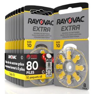 80 Piles pour appareils auditifs Rayovac Extra 10. - 10 Ampoules de 8 Piles (Eurocali, neuf)