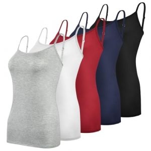 Aomig D&eacute;bardeur Femme Tank Top Extensibles, Bretelles Spaghetti Ajustable Camisole de Base, T-Shirt sans Manche Top Camisole Camis, Convient aux Femme et aux Fille pour Faire de L'exercice, Yoga(XL) (Yadark, neuf)