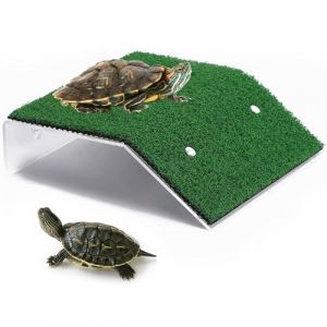 HOORayeah Plate-forme solaire pour tortues - 14,7 x 20,3 x 3,5 cm - Rampe de pelouse simulée avec tétine - Reptiles, tortues, grenouilles, tortues (HOORayeah, neuf)