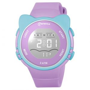 OFFCUP Montre Enfant, LED Montre-Bracelet pour Enfant, Montre Digitale Etanche &agrave; 30m, Montre Enfant Num&eacute;riqueavec Silicone, Oreilles Montres pour Tout-Petits pour 3-11 Fille et Gar&ccedil;ons (Violet) (HOOCHE, neuf)