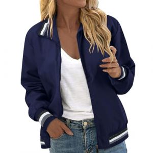 RUIRUILICO Veste Femme Mi Saison Décontracté 2025 Automne Bomber Classique Manche Longue Veste de Sport Ample Léger Blouson Couleur Unie (RUIRUILICO(UP TO 50% OFF!), neuf)