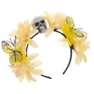 Guaber Serre-t&ecirc;te cr&eacute;atif t&ecirc;te de mort papillon fleur bandeau pour ext&eacute;rieur Halloween costumes et f&ecirc;tes &agrave; th&egrave;me accessoire essentiel t&ecirc;te de mort accessoire de f&ecirc;te (QInyumz, neuf)
