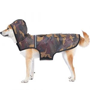 KoKoBin Veste r&eacute;fl&eacute;chissante pour chien - Avec capuche - Trou pour le cou - Veste imperm&eacute;able super l&eacute;g&egrave;re et respirante - Pour chiens de taille moyenne et grande taille - XXL - Marron (KoKobin, neuf)