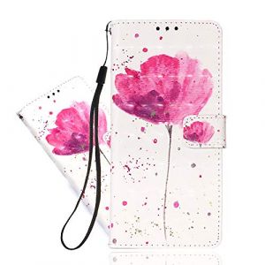 IMEIKONST Coque Compatible avec Samsung Galaxy S22, 3D Simili Cuir Magn&eacute;tique Porte Carte &Eacute;tui &agrave; Rabat Portefeuille Pochette Housse Stand Anti-Choc Coque pour Samsung S22. A Red Flower YB (IMEIKONST, neuf)