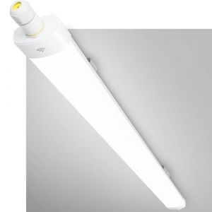 GeyouLux R&eacute;glette LED 90 cm avec d&eacute;tecteur de mouvement, 30W 3780 lm 5000K, IP65 &Eacute;tanche avec mise &agrave; la terre, Tube LED Encha&icirc;nable, 144 LEDs sans scintillement pour Garage Atelier Bureau, Blanc (Geyoulux, neuf)