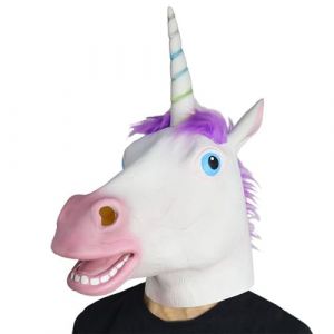 Gwezmxs Masque Cheval Latex Tête Animale Licorne pour Halloween/Carnaval/Soirée Déguisée (Gwezmxs-Direct, neuf)