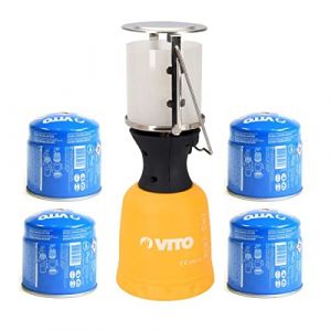 Lampe &agrave; gaz VITO + 4 Cartouches gaz 190gr Lanterne pour bouteille camping gaz 190g per&ccedil;able (Univers Du Pro, neuf)