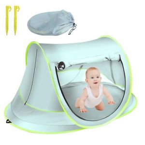 Tente Anti-UV Plage Piscine B&eacute;b&eacute;, Tente Pop-Up Prot&egrave;ge Solaire Haute &eacute;t&eacute; FPS 50+, Abri Camping Voyage Prot&egrave;ge Vent, Soleil, Sable, Pare-Soleil Pliante Portable Enfant Ext&eacute;rieur 43x25x20 in (Fitchlint, neuf)