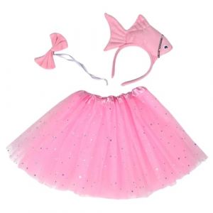 GANAZONO 1ensemble Costume Animal Océanique Pour Garçon Fille Déguisement Poisson Avec -tête Poisson Et Jupe Tulle Pour Halloween Et Jeux De Rôle (JUNEE, neuf)