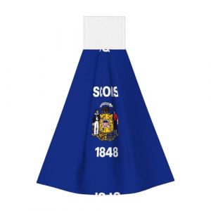 Serviette à suspendre en polaire corail pour enfants et adultes, serviette de salle de bain et cuisine à suspendre, serviette de cuisine super absorbante, drapeau de l'État du Wisconsin (yangxiqiangbaihuo, neuf)