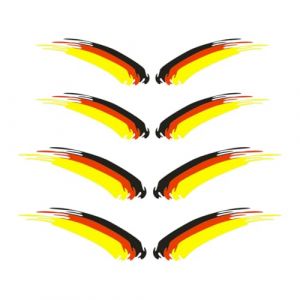 Autocollants Stickers Drapeau Allemand, 4 paires, Allemagne Racing Tuning, pour Véhicule Garde-Boue Côté Jupes Tronc Botte Hayon Porte Pare-Chocs Garde Fenêtres, Pour toute surface lisse (EUROEDI SPEDITION, neuf)