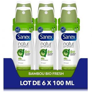 SANEX - Déodorant Spray Compressé Natur Protect Fresh Efficacy - Extrait De Bambou Bio & Poudre De Bambou Bio Naturelle - Protection Anti-Odeurs 48h - Vegan - Lot De 6 x 100 ml (BOOKSTORE-SELLER, neuf)