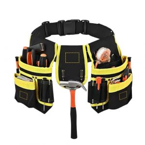 26 Poches Ceinture Porte Outil, Magnétique, Sacoche Outils Bricolage avec Porte Marteau Ceinture Large, Amovible et Réglable, Sac à Outils pour Homme Électricien Charpentier Construction Encadreurs (Tatency, neuf)
