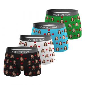 VEELU Boxer Homme Personnalisé Photo avec Le Visage Calecon Homme Nouveauté Modèle Coton Doux Respirant sous-vêtement Fantaisie Drôles Colorée L (Jingle Cat Magical Shop, neuf)