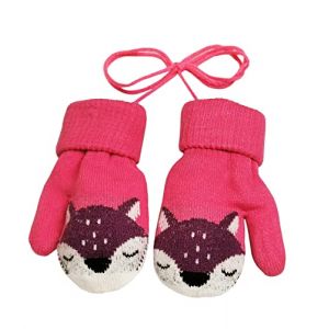 B&eacute;b&eacute; Gants Tricot&eacute; Hiver pour Enfant 1 &agrave; 4 ans Renard Moufles Epais Chaud avec Doublure Polaire Gar&ccedil;on Fille Gant d'hiver Chaud Moufles Ski Neige Gant avec Ficelle pour Enfant Cadeau de No&euml;l (iEaseyUK, neuf)
