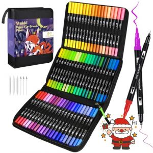 VAKKI Feutres Coloriage Adulte, 60 Couleurs Double Pointe Feutre Aquarelle pour Dessin,Feutres Coloriage Enfants Mandalas, Manga, Doodling et Calligraphie, Brush Pen pour Débutants et Artistes (V-Français, neuf)