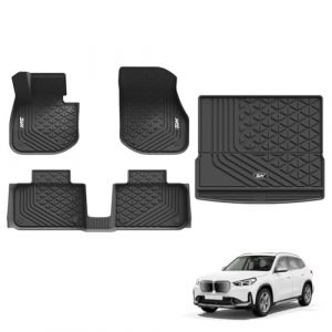 3W Tapis de Sol 4 Pi&egrave;ces pour BMW iX1 U11 2023-2025 2026 (Compatible Con X1 xDrive25e Hybride), Facile &agrave; Nettoyer, Toutes Saisons en Thorex&trade; Antid&eacute;rapant Imperm&eacute;able (Non pour X1/ IX), Tapis Coffre (Sunshine-City, neuf)
