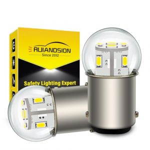 Ruiandsion 2pcs Ampoule LED BA15D 48V 1130 1142 1176 Blanc 3014 12SMD Ampoules LED de remplacement pour feux arri&egrave;res de voiture, remorque, marine, camping-car, bateau. (Ruiandsion, neuf)