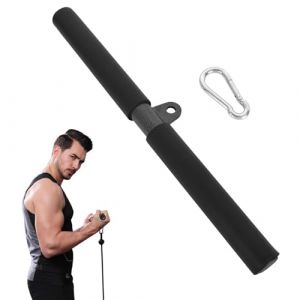 Barre Triceps Biceps Rotative Barre Droite,Barre Tirage Musculation,Barre Musculation pour Triceps, Poign&eacute;es pour Exercices &agrave; la Maison ou &agrave; la Salle de Sport,avec Poign&eacute;es Souples et Mousqueton (oakallow, neuf)