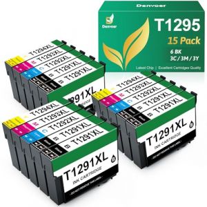 Denvoer Cartouche T1295 Multipack Compatible pour Epson T1291 T1292 T1293 T1294 Cartouche pour Epson SX525WD pour Epson Stylus SX235W SX425W Stylus Office BX635FWD Workforce WF3520 WF-7515 15-Pack (MELISSASQUINT, neuf)