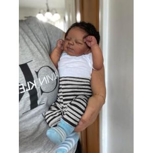 Anano Black Reborn Baby Dolls Poupée réaliste en silicone pour nouveau-né afro-américain 45,7 cm (Yunxinjinyi, neuf)