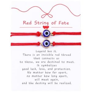 HUVZOR 2 pi&egrave;ces bracelets protection contre le mauvais &oelig;il faits &agrave; la main,Bracelets Protection contre le Mauvais &OElig;il Faits &agrave; la Main, Oeil Turc Turc Porte Bonheur Bijoux pour Femmes Filles(rouge02) (Volumetech OU, neuf)