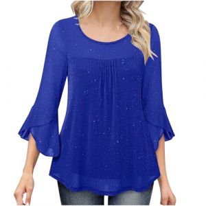 Femme Blouse à Paillettes Col Croisé en V Cache-Cœur Pailletté à Manches 3/4 à Taille Plissée Haut à Sequins Chic et Élégant Haut a Paillette Femme Soiree Disco Chemisier Tenue de Fete Pas Cher (⭐⭐⭐⭐⭐AEGJEGVD⭐⭐⭐⭐⭐, neuf)