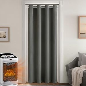 MIULEE Rideau Thermique Isolant Anti Froid et Chaleur avec Doublure, Gris Rideau de Porte Isolant Thermique Lot de 1, Double Rideaux Occultant et Thermique Epais 132x245 CM (MIULEE HOME, neuf)