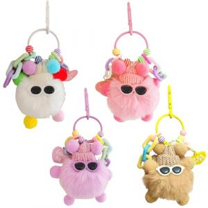 GUOYOU Porte Clef Pompon, Personnalisé Porte-Clés en Peluche Doux et Doux Porte Clef Voiture Femme Porte Clés Universel pour Femmes Filles Clé De Voiture Accessoire, Décorations de Sac à Dos (GUOYOU, neuf)
