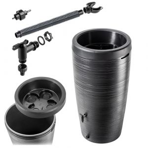 KADAX Récupérateur d'eau de Pluie avec bac à Plantes intégré dans Le Couvercle - 240 l - en Plastique - Réservoir d'eau de Pluie avec Robinet - Résistant au Gel - Noir (KADAX, neuf)
