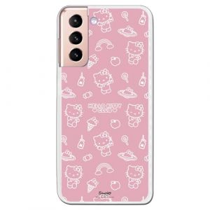 Personalaizer Coque silicone souple transparente pour Samsung Galaxy S21 - S30 (4G/5G) avec motif Hello Kitty motif sur rose - Coque TPU compatible avec Samsung Galaxy S21 - S30 (4G/5G) (Personalaizer, neuf)