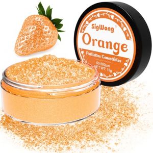 Paillettes Comestibles, 15g Colorant Alimentaire Poudre Alimentaires pour Un Cocktail, Paillettes À Boire pour Liqueur, Vin, Champagne D'halloween-Orange (SigWong, neuf)