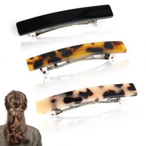 Joynine 3Pièces Barrette Cheveux Femme Barettes Cheveux Fille Petite Barrettes Cheveux Élégante Accessoires Cheveux Femme Design Rectangulaire Pinces Plate Automatiques en 3 Couleurs pour Cheveux Fins (YaQiTianTong, neuf)