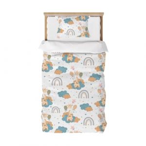 Caregchrisj Housse de Couette 90x190cm Enfant, Multicolore Microfibre Parure de Lit 1 Personne Arc-en-Ciel et Girafe - 1 Parure de Couette avec Fermeture Eclair + 1Taie d'oreiller 40x60cm. (Kesiruiyu, neuf)