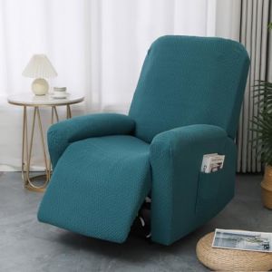 Hearda Housse de Fauteuil Relax Inclinable Electrique, Jacquard Vert Foncé Housse pour Canapé Relax, Élastique Housse de Fauteuil Extensible 4 Pièces avec Poches (Hearda, neuf)